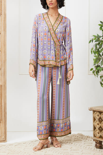 Soup by Sougat Paul Purple floral print angrakha co-ords SSPNOV23DP201