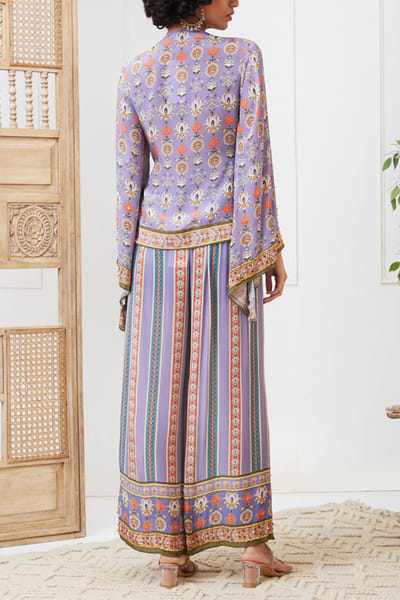 Soup by Sougat Paul Purple floral print angrakha co-ords SSPNOV23DP201