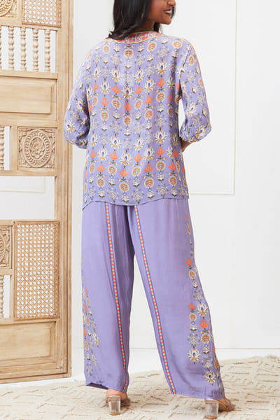 Soup by Sougat Paul Purple floral printed co-ords SSPNOV2325