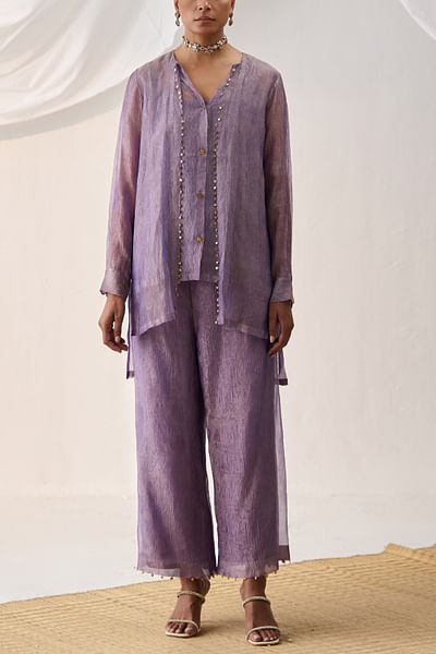 Purple ghungroo embellished co-ords