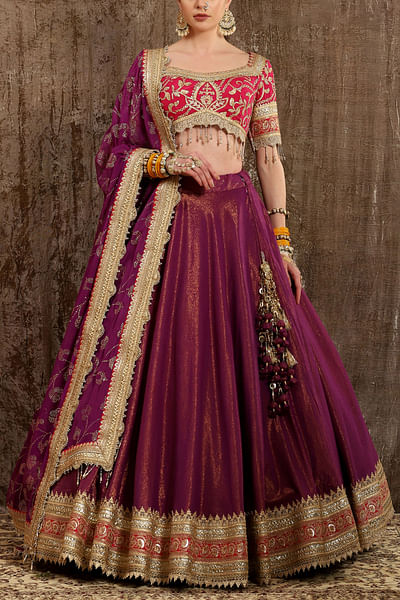 Purple gota embroidery lehenga set