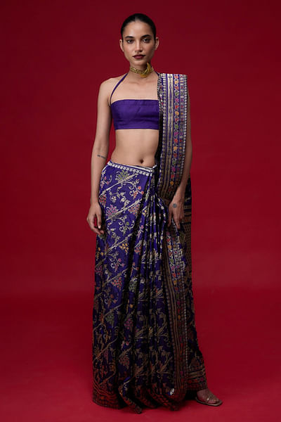 Purple handwoven banarasi kadhwa sari
