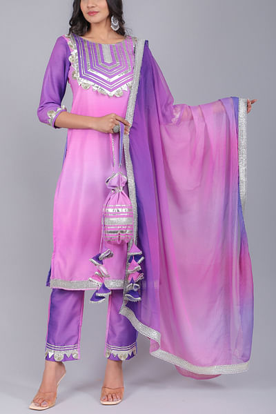 Purple ombre kurta set
