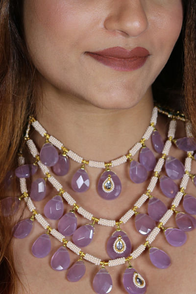 Purple semi-precious layered necklace