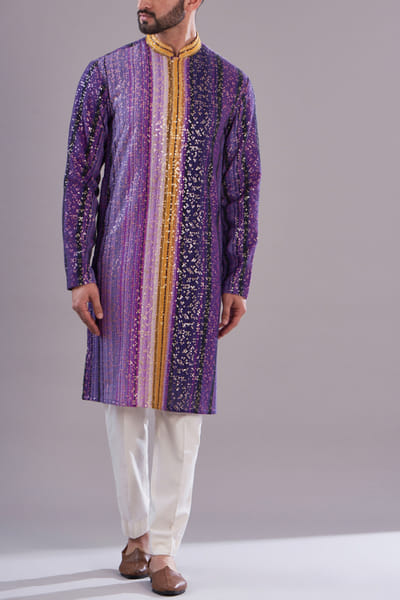 Kasbah Purple sequin embellished kurta KABAPR23D110