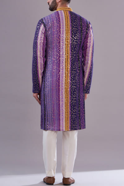 Kasbah Purple sequin embellished kurta KABAPR23D110