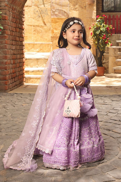 Purple sequin embroidery lehenga set