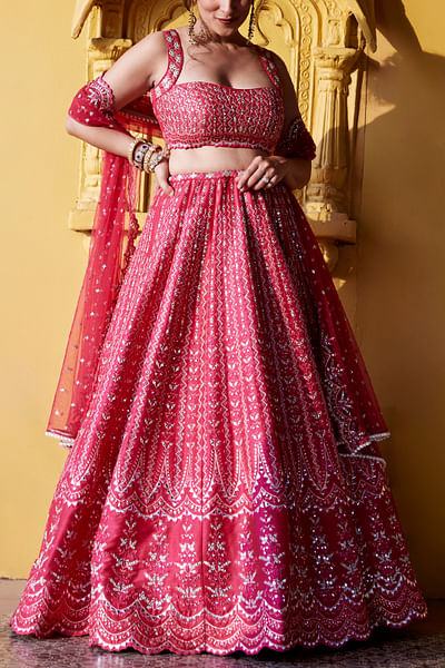Rani pink embroidered lehenga set