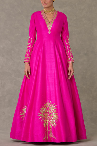 Rani pink embroidered motif gown