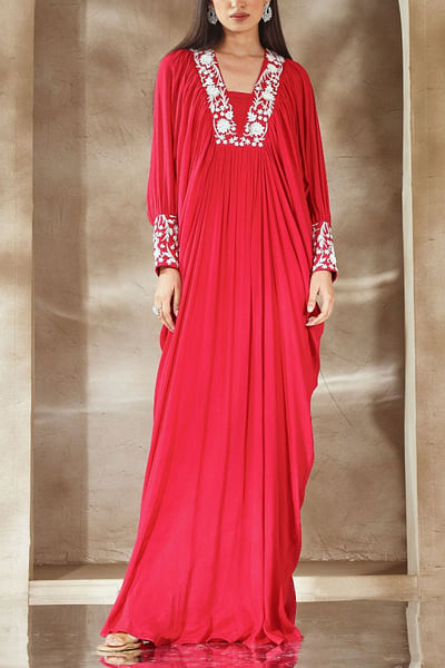 Raspberry pink embellished kaftan