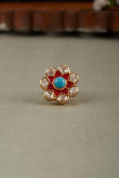 Red and blue meenakari ring
