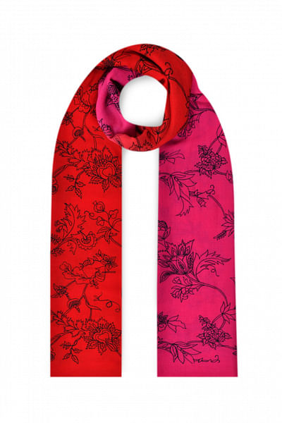 Red and pink merino wool wrap