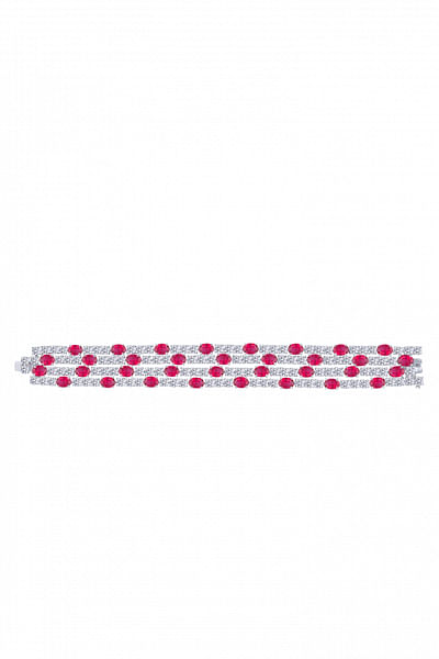 Red and white Swarovski zirconia bracelet