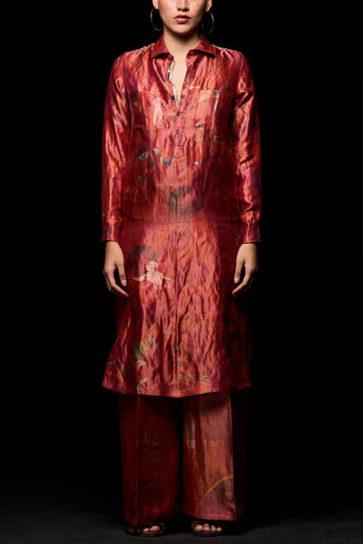 Red artsy print tunic