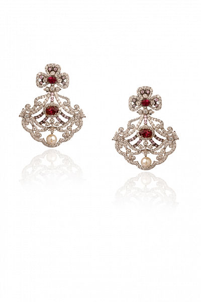 Red cubic zirconia and ruby earrings