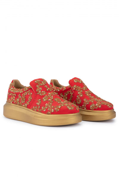 Anaar Red dabka pitta embroidery sneakers ANRJUN23D1003