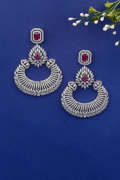 Red diamond embellished earrings
