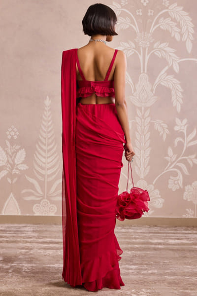Ridhi Mehra Red embroidered sari set RIDMAR25D118525
