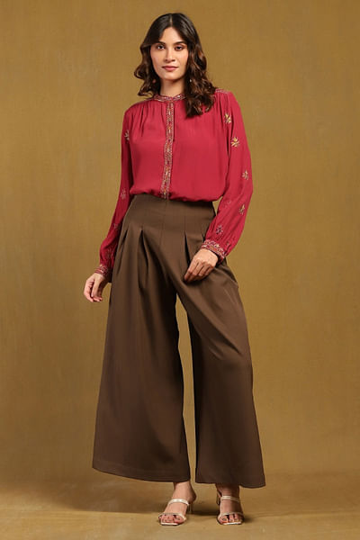 Red embroidered top