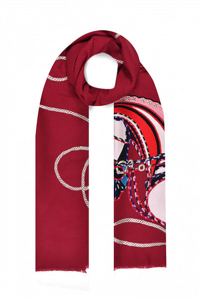 Red embroidered wrap