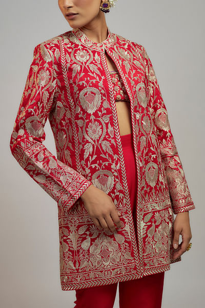 Red floral embroidery jacket