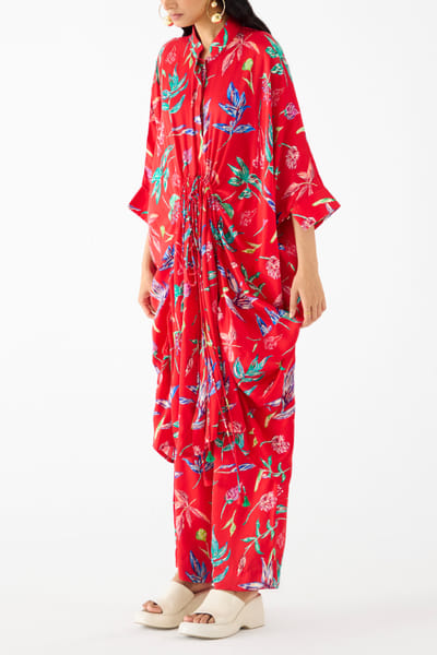 Studio Rigu Red leaf printed co-ords STROCT24D222