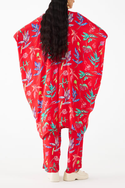 Studio Rigu Red leaf printed co-ords STROCT24D222