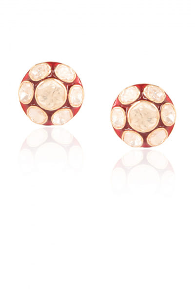 Sica Jewellery Red polki stud earrings SICAUG23008
