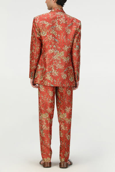 Suketdhir Red rainforest print blazer SUDOCT23MD201