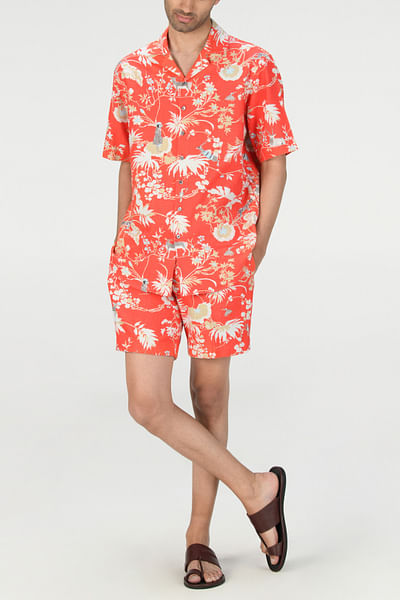 Red rainforest print shirt