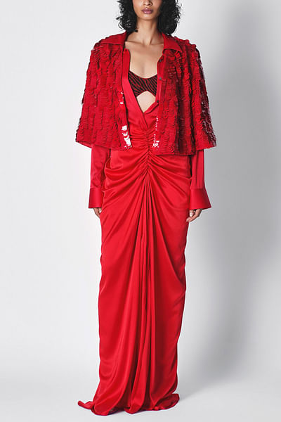 Red sequinned cape