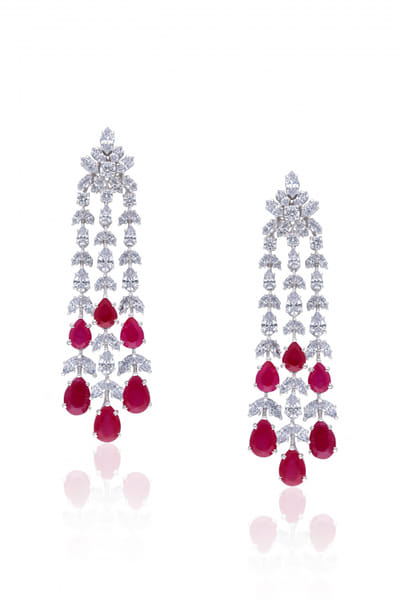 Red Swarovski zirconia dangler earrings