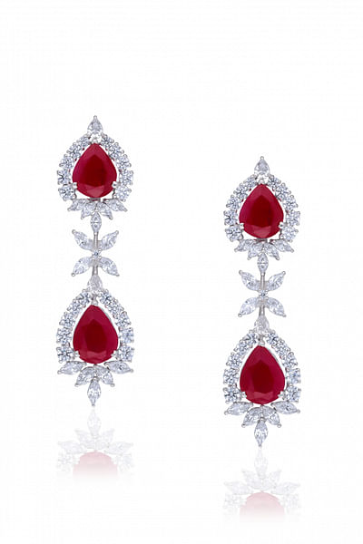 Red Swarovski zirconia drop earrings