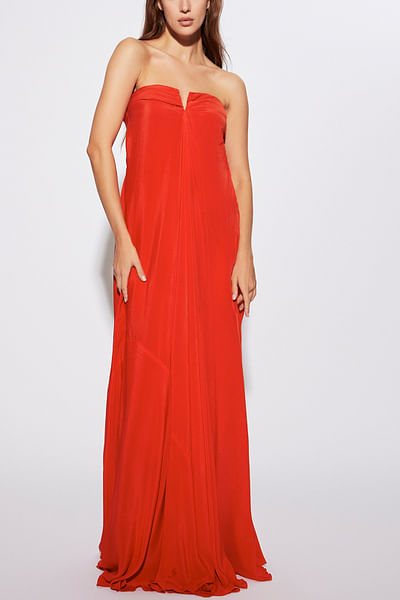 Red tube dress