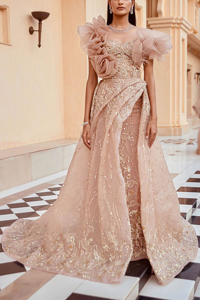 Rose embroidered conceptual gown