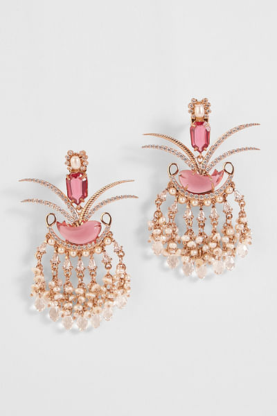 Rose gold and pink crystal earrings