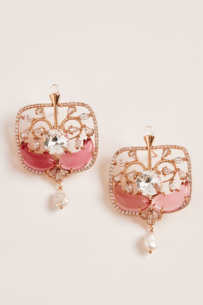 Rose gold and pink cubic zirconia earrings