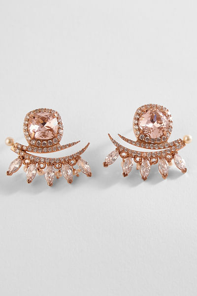 Rose gold crystal and cubic zirconia earrings