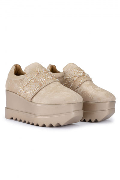 Rose gold crystal detail wedge sneakers