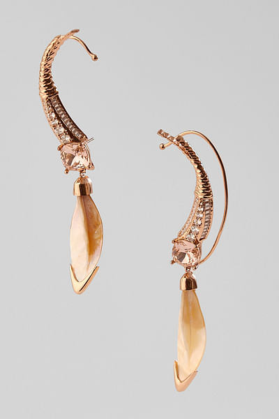 Rose gold cubic zirconia and pearl ear cuffs