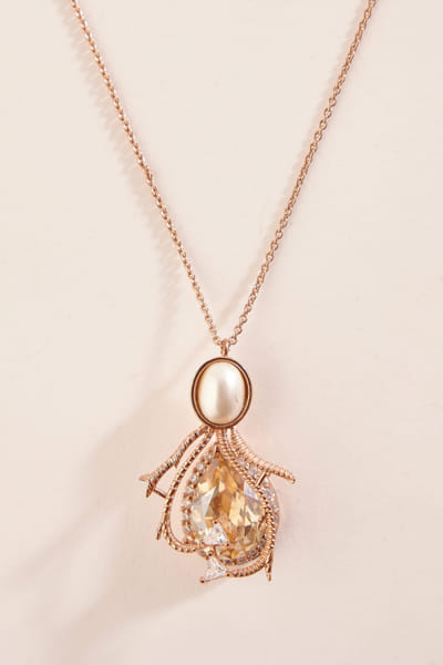 Rose gold cubic zirconia pendant necklace