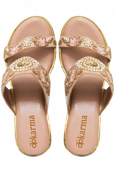 Rose gold floral zardozi embroidery wedges