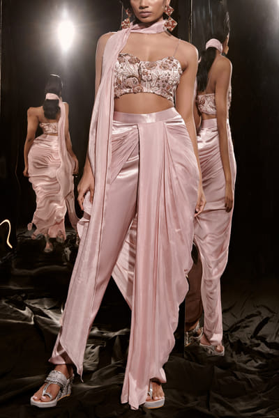 Rose gold sequin embroidered co-ords