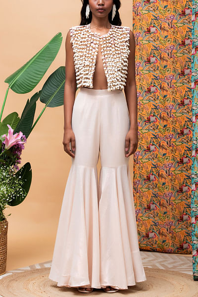 Rose gold shell embellished jacket set