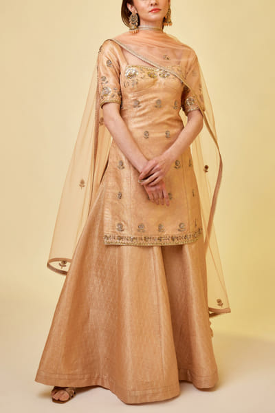 Shyam Narayan Prasad Rose pink embroidered sharara set SNPMAR202307