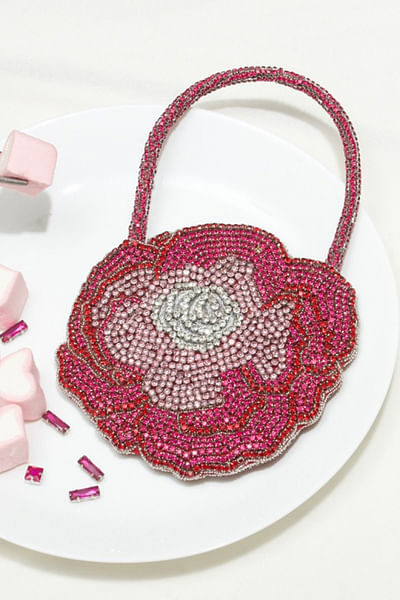 Rose pink rhinestone mini bag