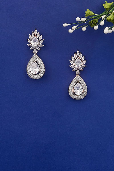 Rosegold diamond embellished drop earrings
