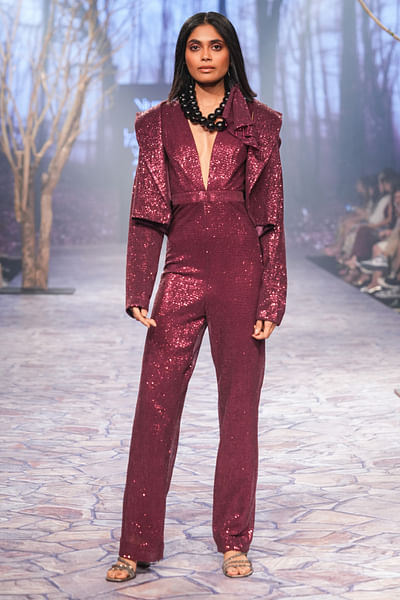 Ruby sequinned jumpsuit set