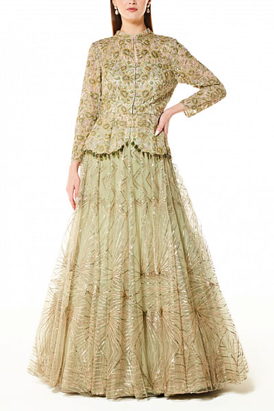 Sage embellished jacket set