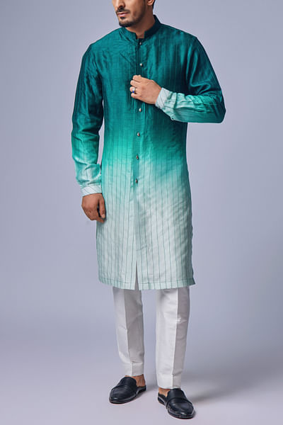 Sage green ombre kurta set